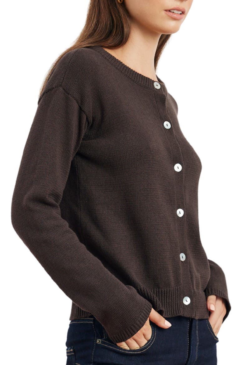 Ruthie Cotton Cardigan, Alternate, color, Cacao