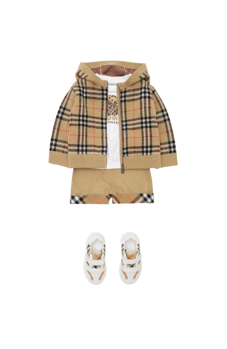 Burberry Check Wool Zip Hoodie, Alternate, color, Sand Beige