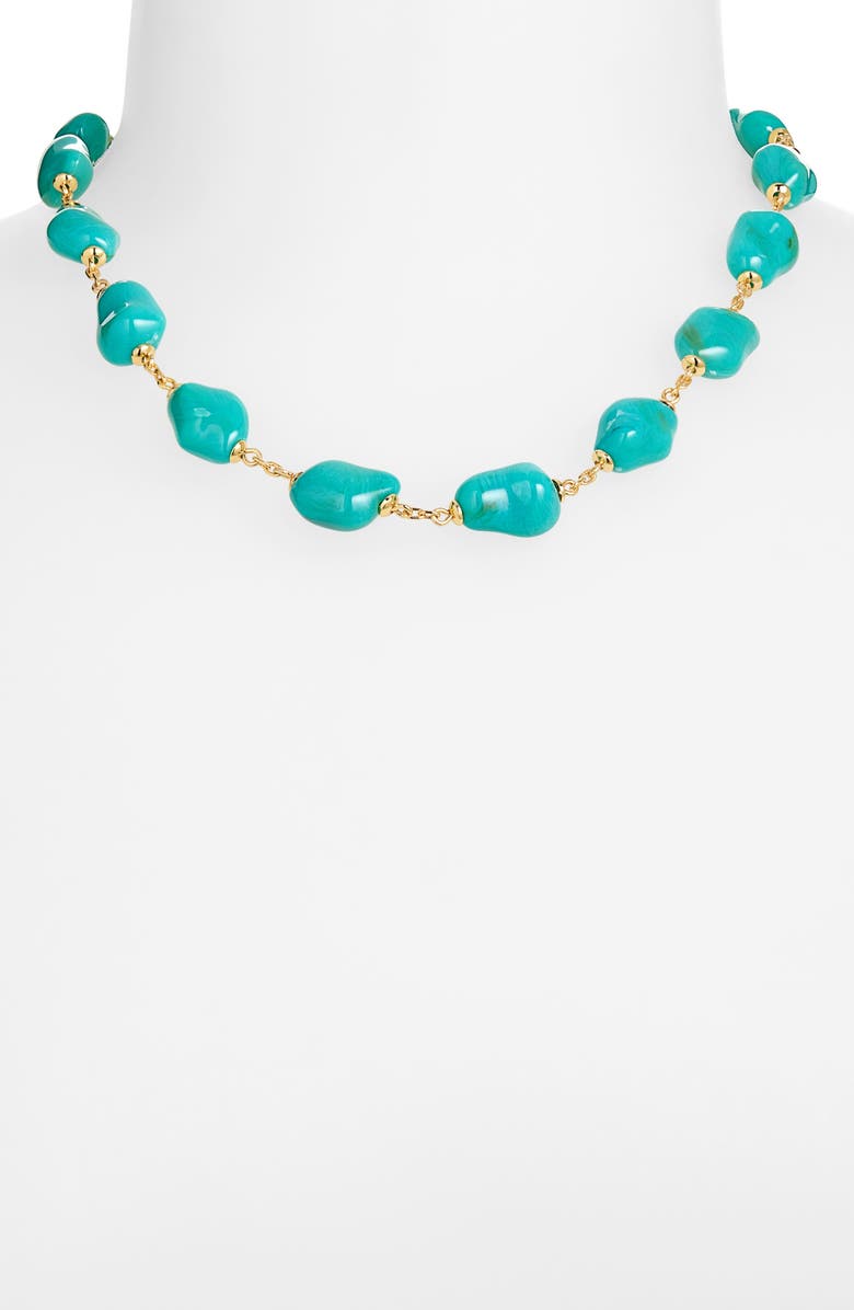 Lele Sadoughi Stone Station Necklace, Alternate, color, Turquoise Sea