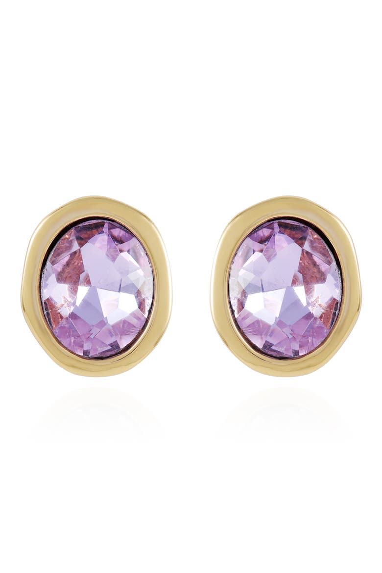 Oval Crystal Earrings, Main, color, GOLD
