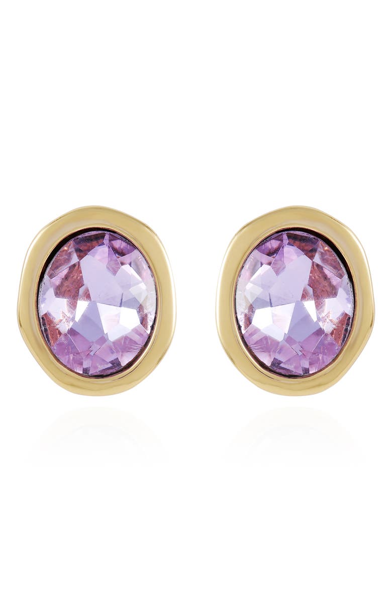 T Tahari Oval Crystal Earrings, Main, color, Gold