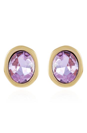 T Tahari Oval Crystal Earrings In Purple