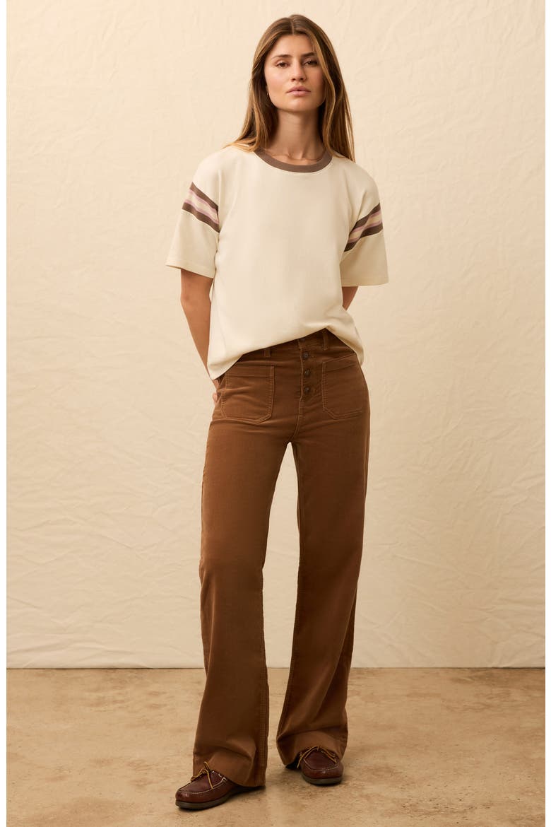 Throwback Stripe Sleeve Organic Cotton T-Shirt, Alternate, color, EGRET VARSITY