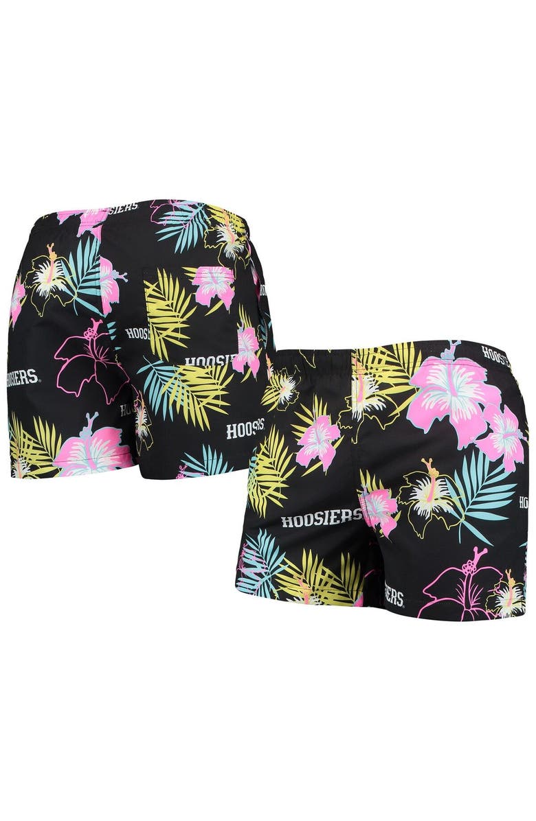 FOCO Men's FOCO Black Indiana Hoosiers Neon Floral Swim Trunks, Alternate, color, Black