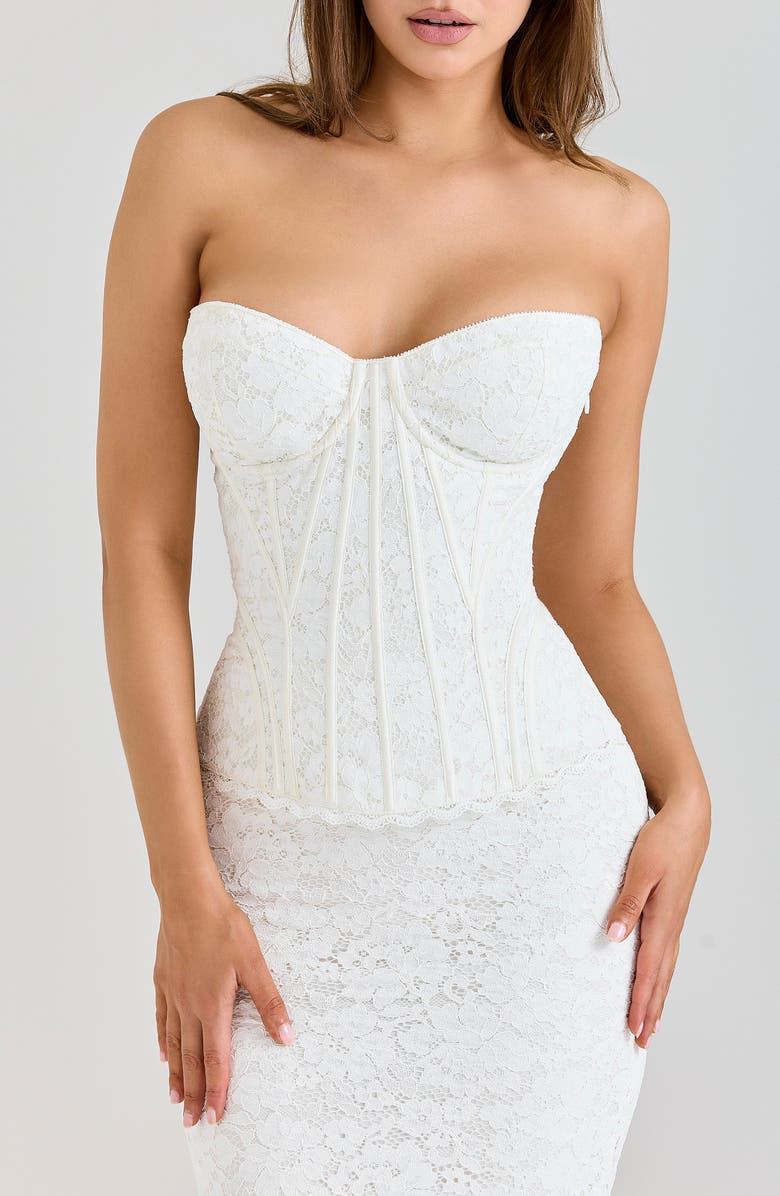 HOUSE OF CB Solaine Lace Corset Gown, Alternate, color, Ivory