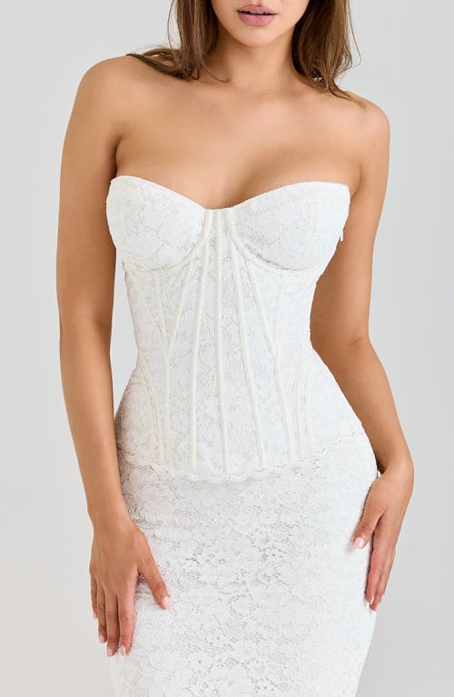 House Of Cb Solaine Lace Corset Gown In White