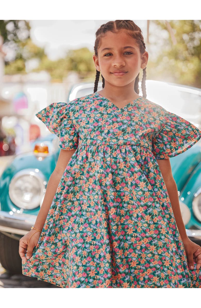 Tea Collection Wrap Neck Flutter Dress, Alternate, color, Orchid Ditsy