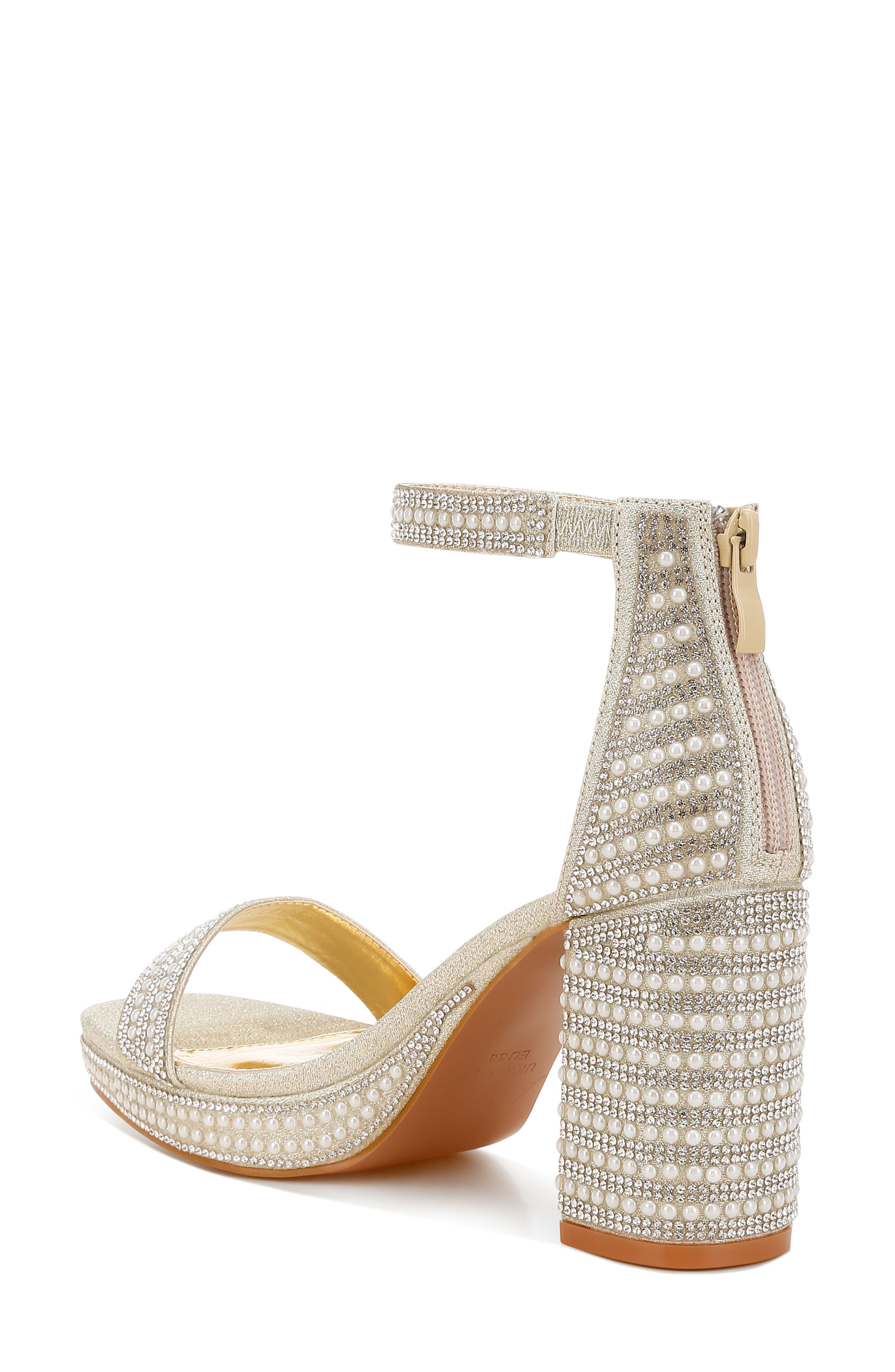LONDON RAG Mejuri Faux Pearl Embellished Platform Sandal, Alternate, color, Gold