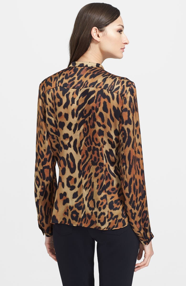 ESCADA Leopard Print Ruffled Silk Blouse | Nordstrom