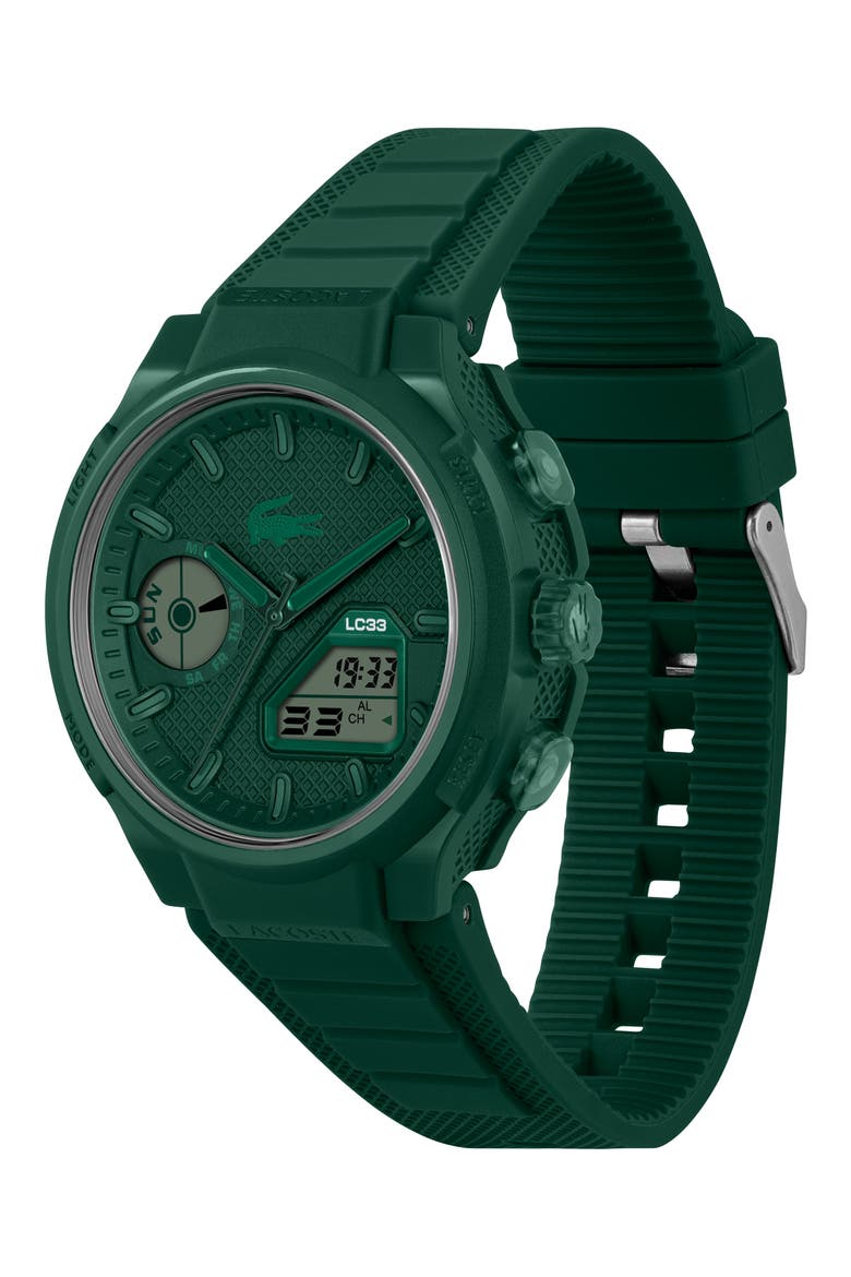 LC33 Silicone Strap Watch, 45mm, Alternate, color, GREEN