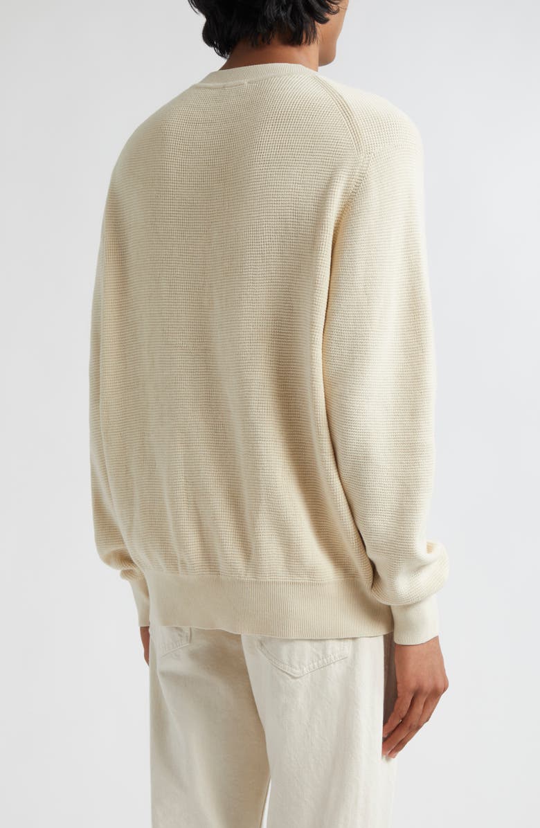 Sunspel Cotton Waffle Stitch Crewneck Sweater, Alternate, color, Ecru