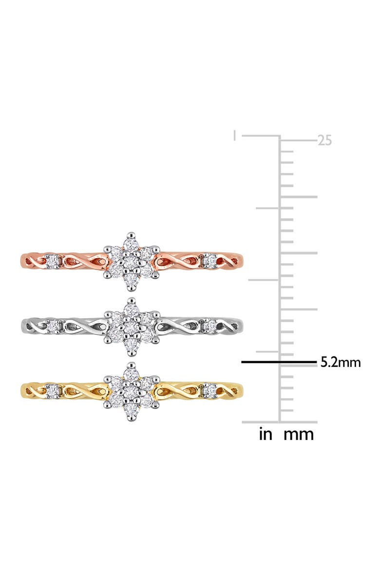 Set Of 3 Floral Diamond Rings - 0.27ct., Alternate, color, MULTI