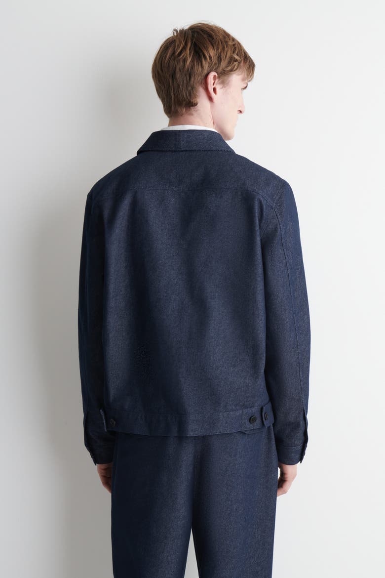 Shawl-collar Denim-effect Shirt Jacket, Alternate, color, INDIGO