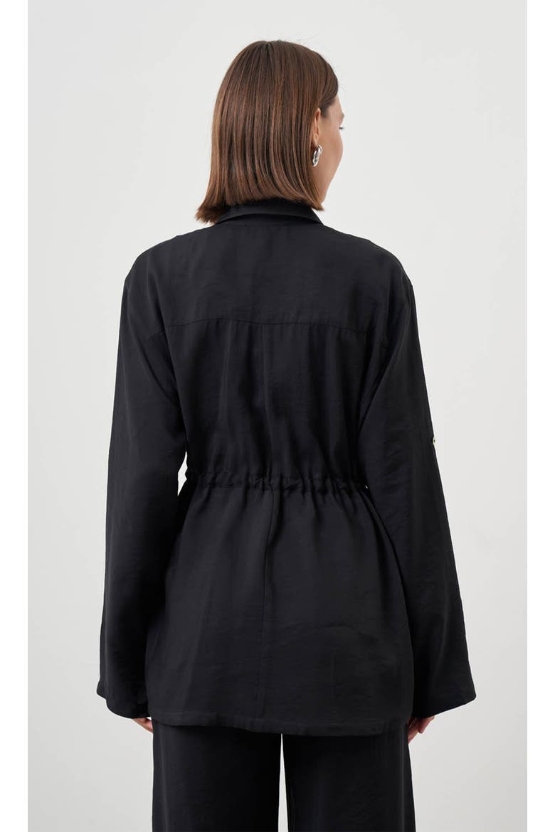 Cinched Waist Shirt Jacket, Alternate, color, Black
