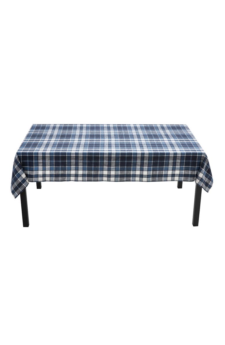 tag Mirage Plaid Tablecloth Cotton Machine Washable Perfect Christmas, Alternate, color, Blue
