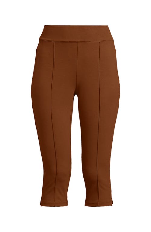 Lands' End Starfish High Rise Pintuck Capri Pants In Brown