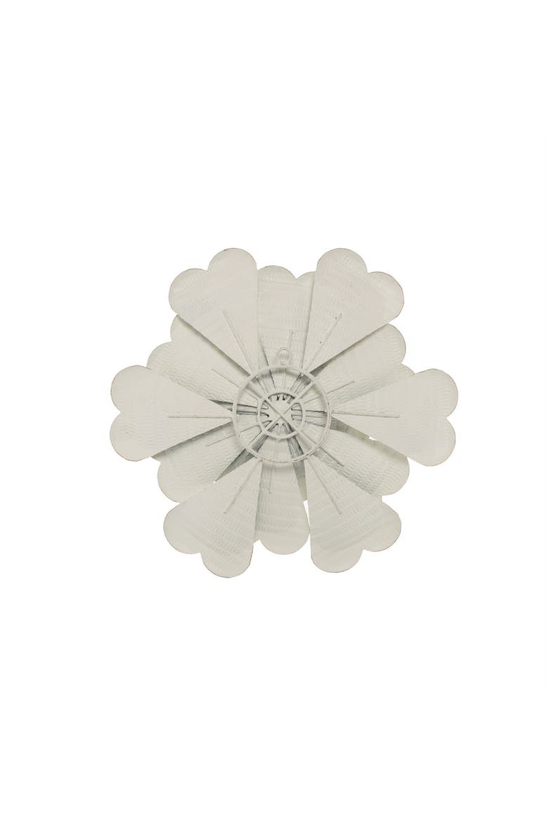12.25 x 12.25 inch White Metal Layered Flower Wall Decor, Alternate, color, Beige