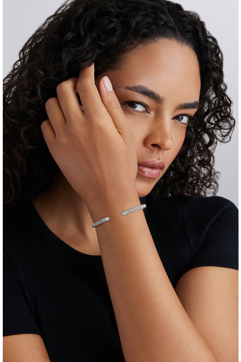Signature Caviar Versa Pavé Diamond Cuff Bracelet, Alternate, color, SILVER