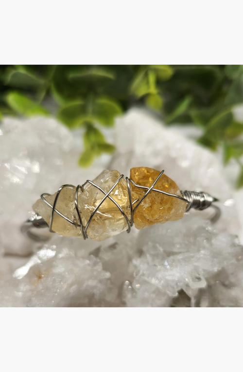 Humanist Beauty Gemstone Wire-wrapped Bracelet In Citrine/white Gold