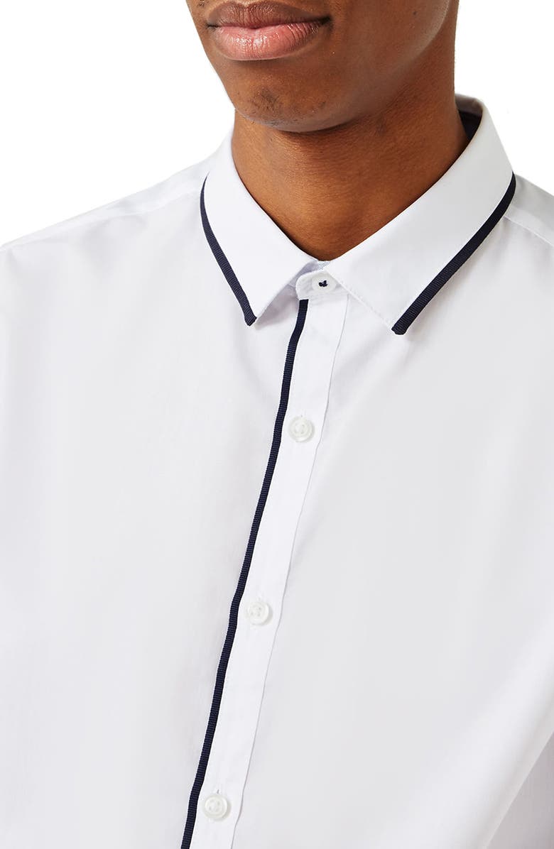 Topman White Contrast Dress Shirt, Alternate, color,