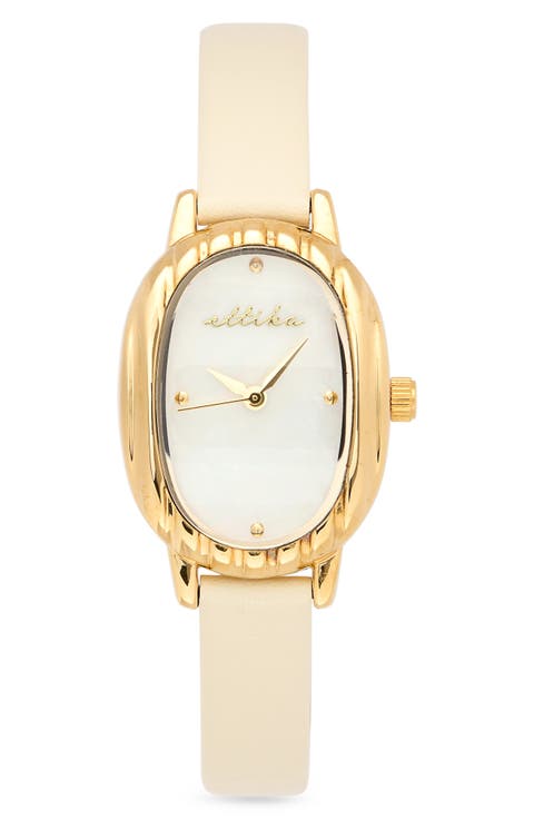 Timeless Texture Leather Strap Watch, 24mm x 32mm