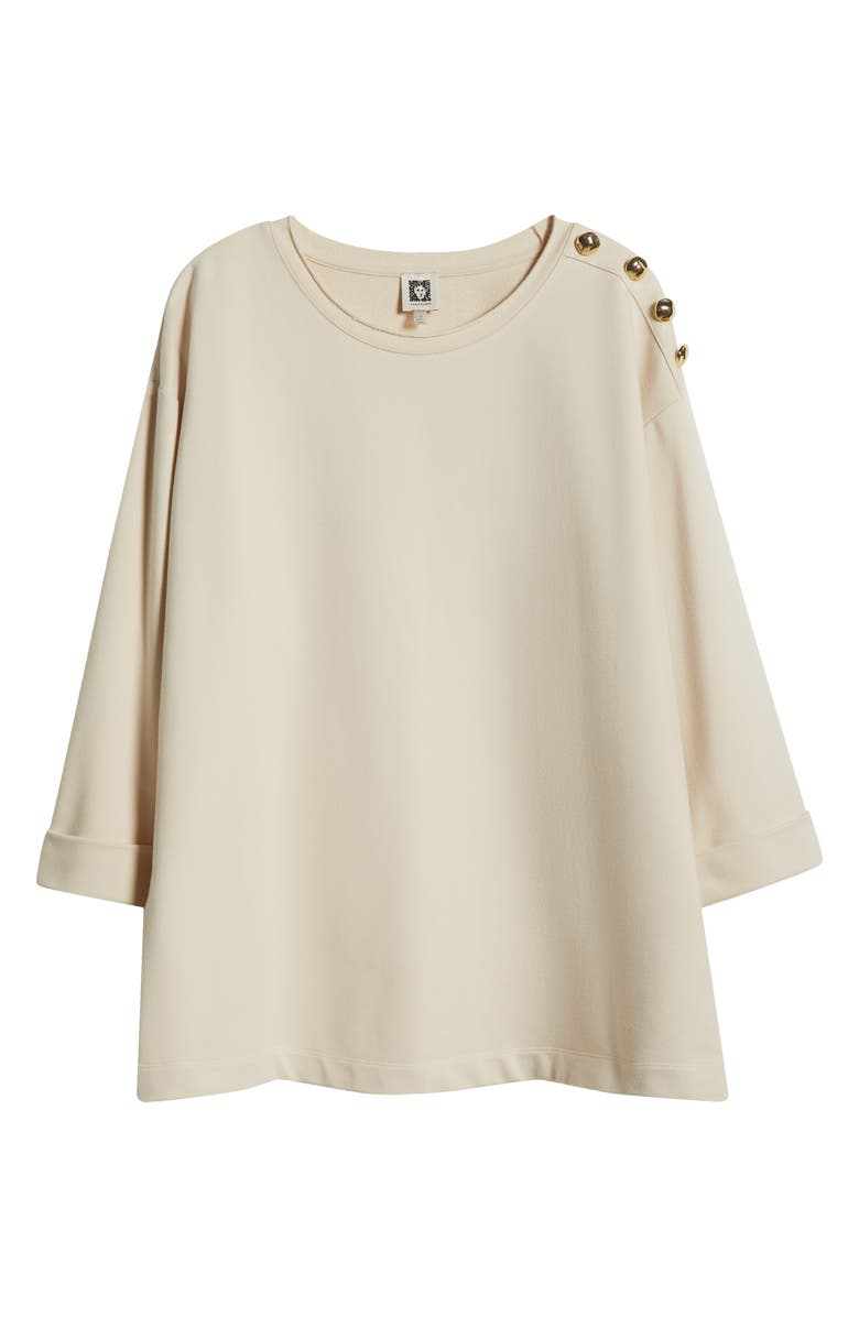 Anne Klein French Terry Button Shoulder Top, Main, color, 