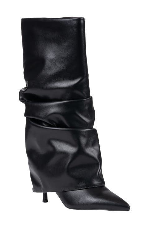 Axel Pointed Toe Faux Leather Slouchy Tall Boot