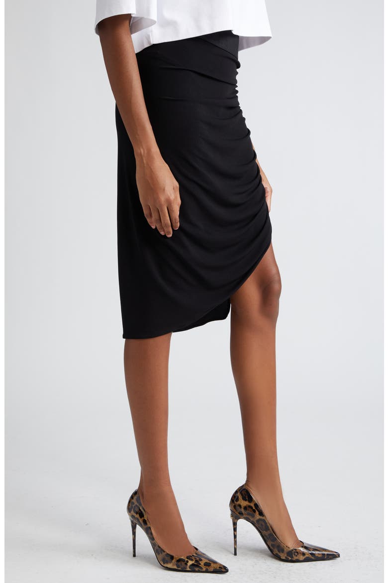 Logo Waist Ruched Jersey Skirt, Alternate, color, NERO