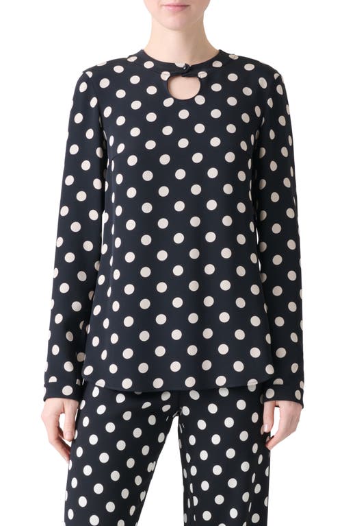 Akris Punto Polka Dot Long Sleeve Top