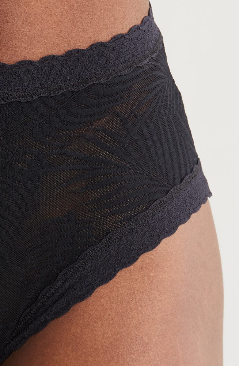 MeUndies Allover Lace High Waist Briefs, Alternate, color, Black Feather