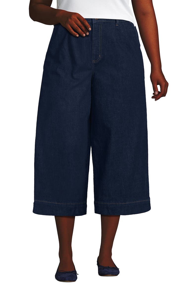 Denim Mid Rise Wide Leg Culotte Jeans, Main, color, River Rinse