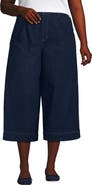 Lands' End Plus Size Denim Mid Rise Wide Leg Culotte Jeans