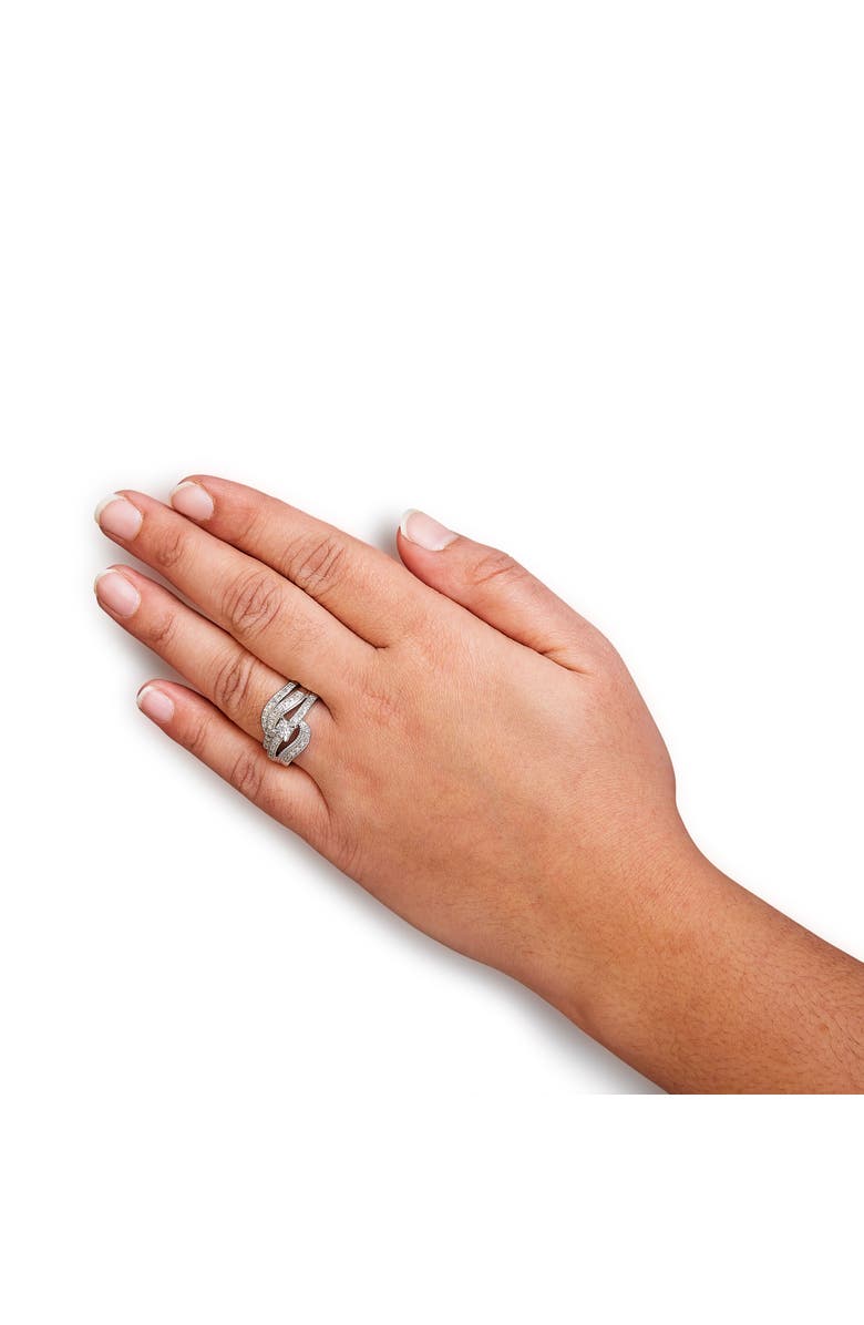 Haus of Brilliance Silver 1/3 Cttw Diamond Crisscross Engagement Ring Bridal Set, Alternate, color, White