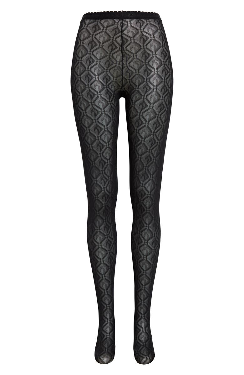 Marine Serre Moon Diamant Jacquard Sheer Mesh Tights, Alternate, color, 