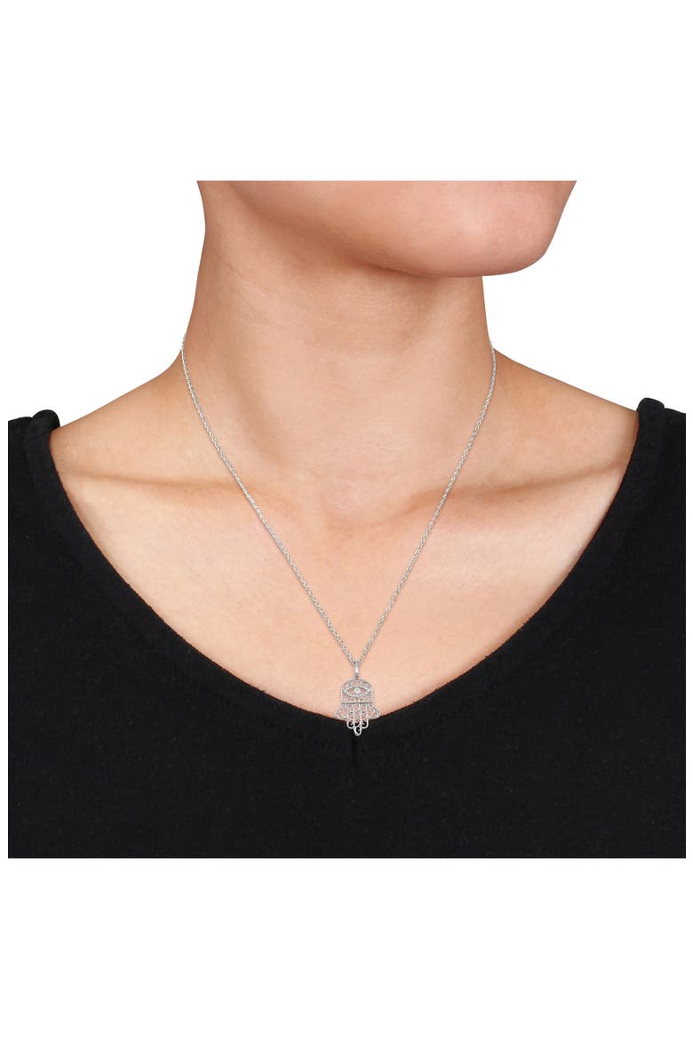 Hamsa Charm Pendant Necklace, Alternate, color, SILVER