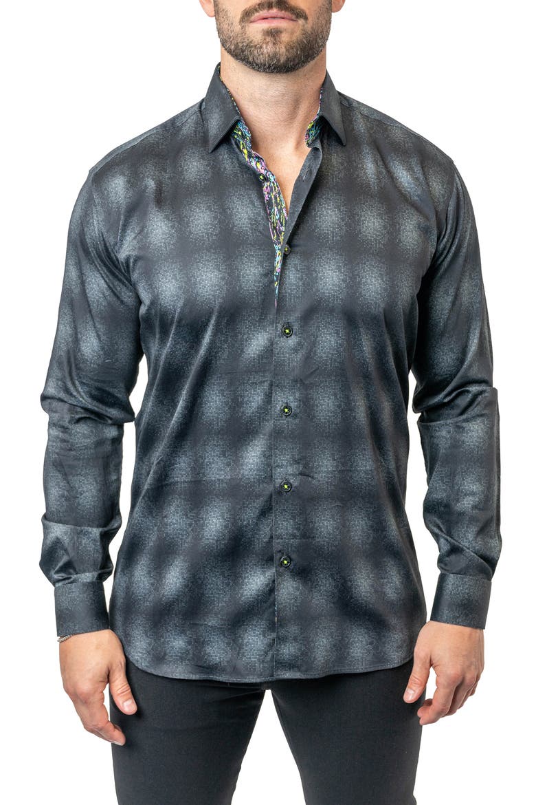 Fibonacci Carbon 17 Contemporary Fit Button-Up Shirt, Alternate, color, BLACK