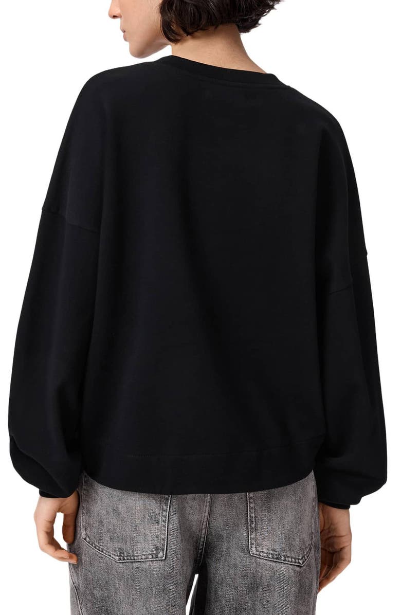 AllSaints Dash Lila Oversize Cotton Sweatshirt, Alternate, color, Washed Black