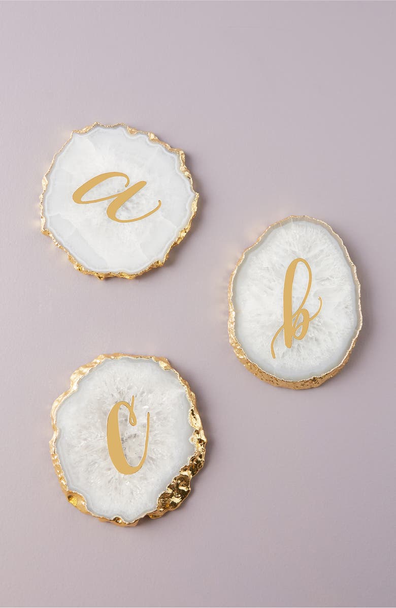 Anthropologie Home Monogram Agate Coaster, Alternate, color, 