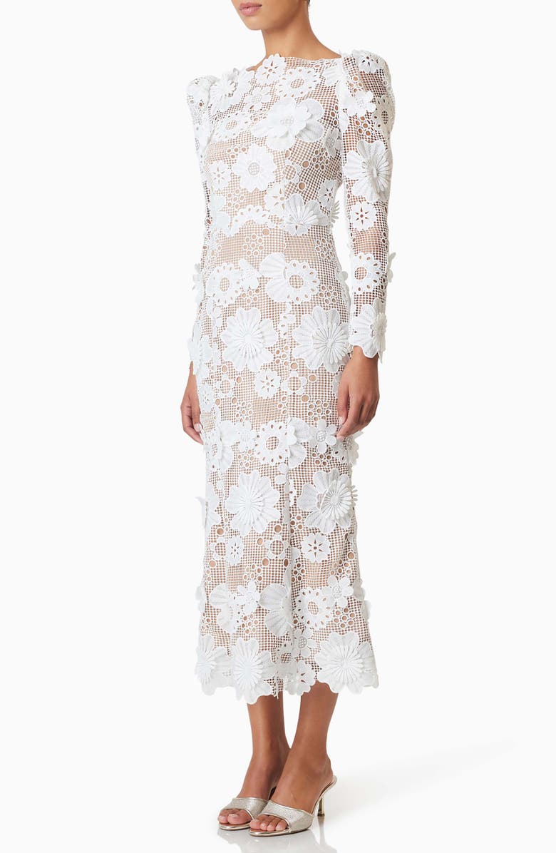 Elliatt Autumn Floral Lace Long Sleeve Cocktail Dress, Alternate, color, 