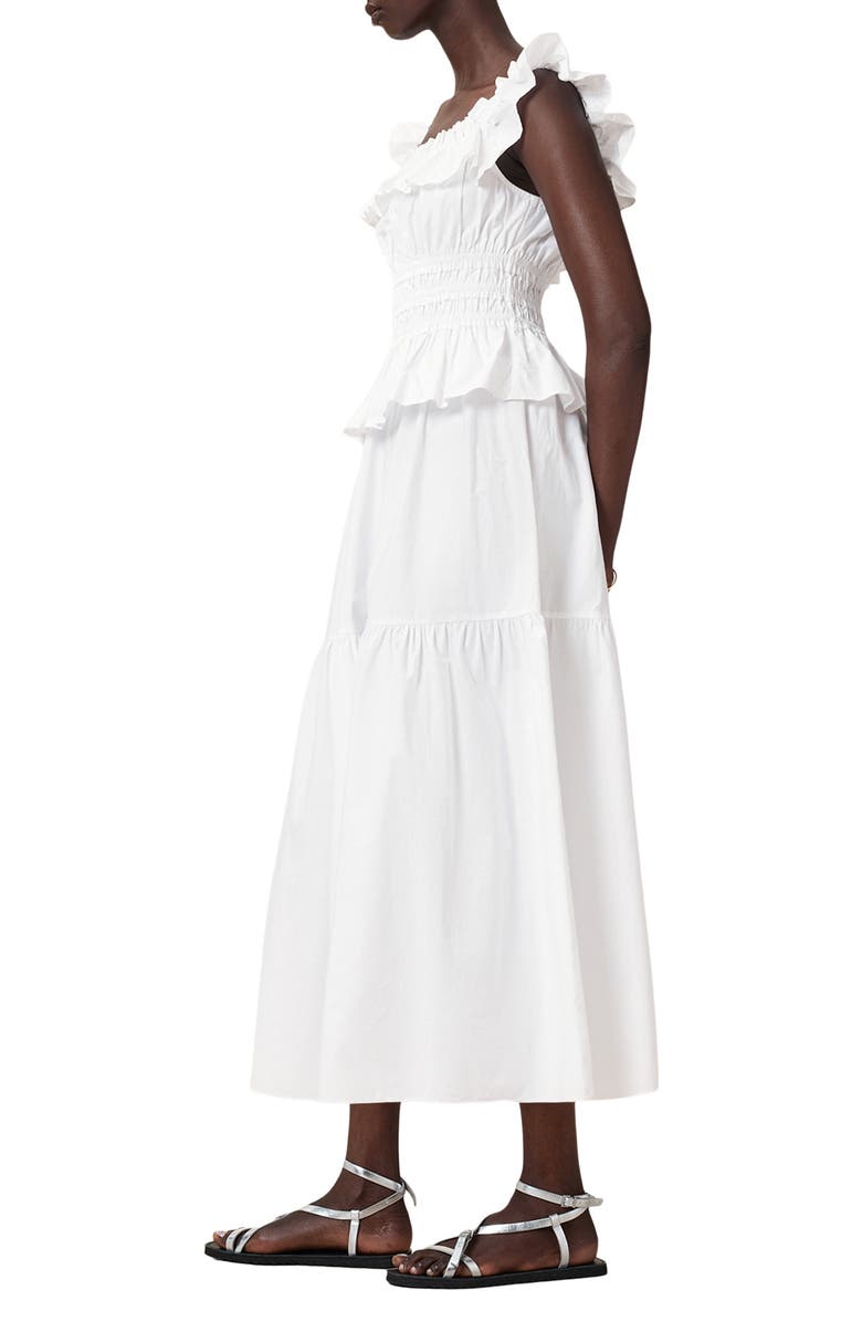 AllSaints Halia Ruffle Cotton Poplin Midi Sundress, Alternate, color, 