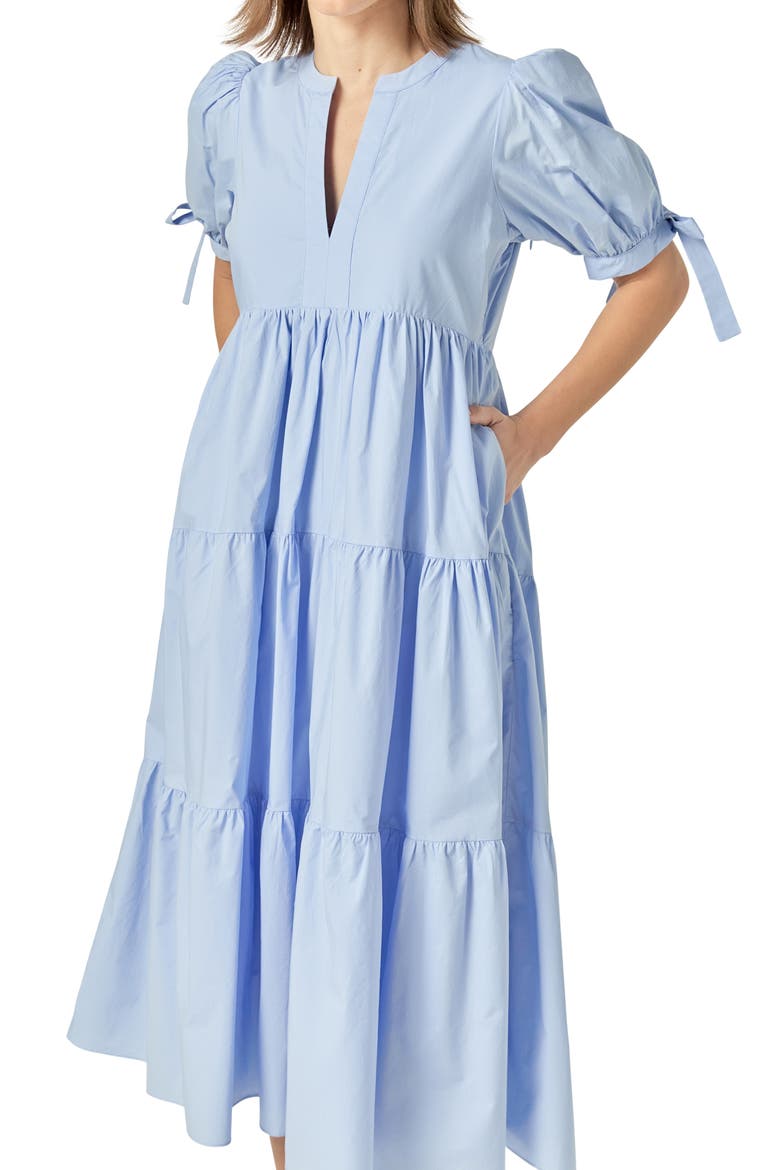 Tiered Midi Dress, Alternate, color, POWDER BLUE