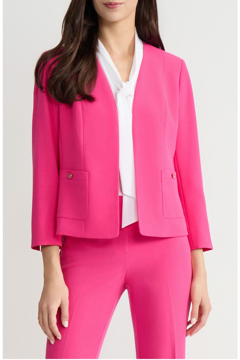 Stretch Crepe Open Front Blazer, Main, color, PINK PERFECTION