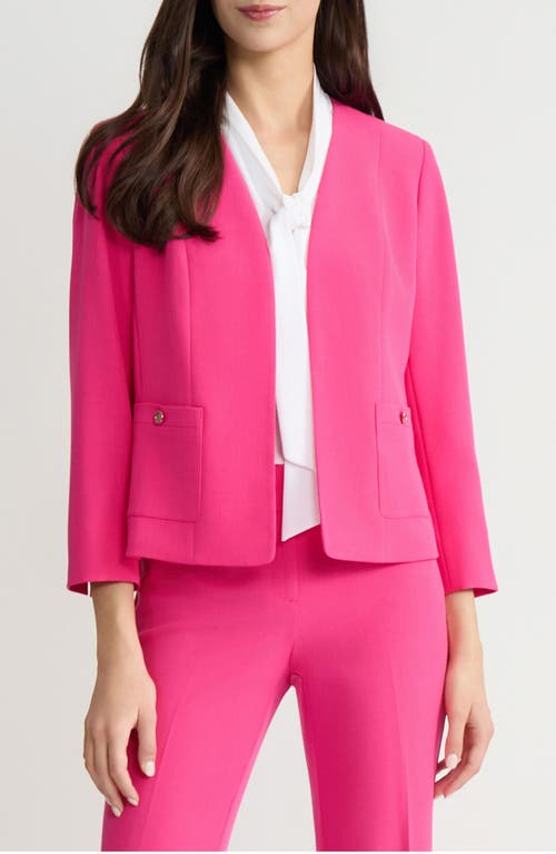 Kasper Stretch Crepe Open Front Blazer In Pink