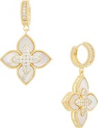 Juvell Cubic Zirconia Clover Drop Huggie Hoop Earrings