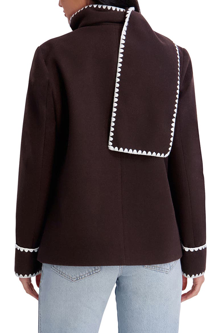 Scarf Collar Faux Wool Jacket, Alternate, color, CHOCOLATE