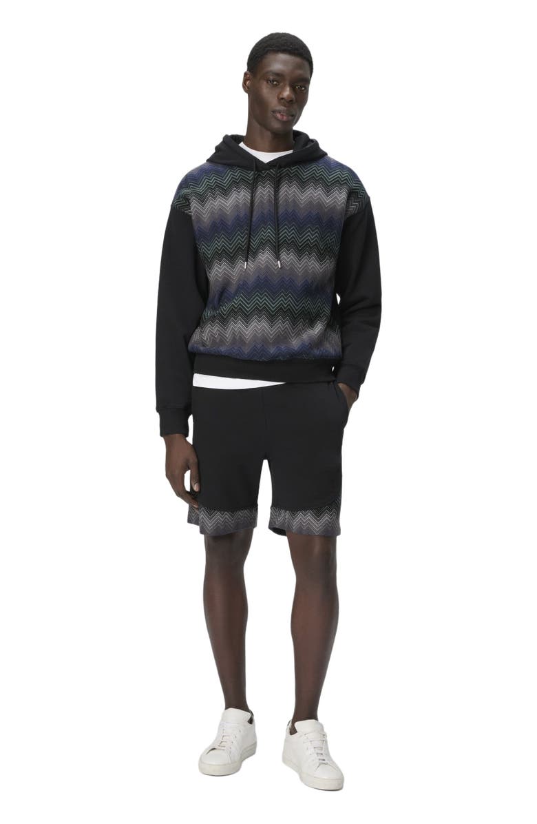 Missoni Fleece Shorts With Zigzag Insert, Main, color, Black