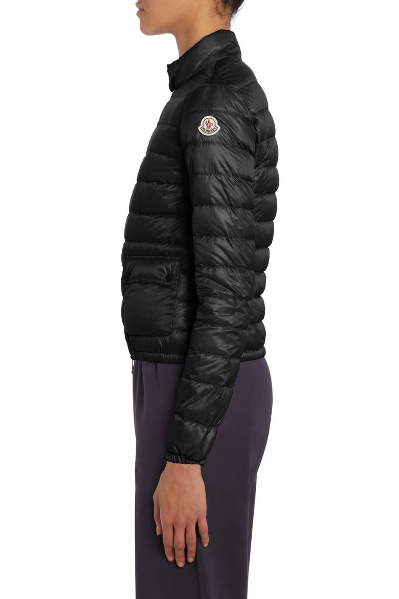 Lans Channel Quilted Down Moto Jacket, Alternate, color, BLACK