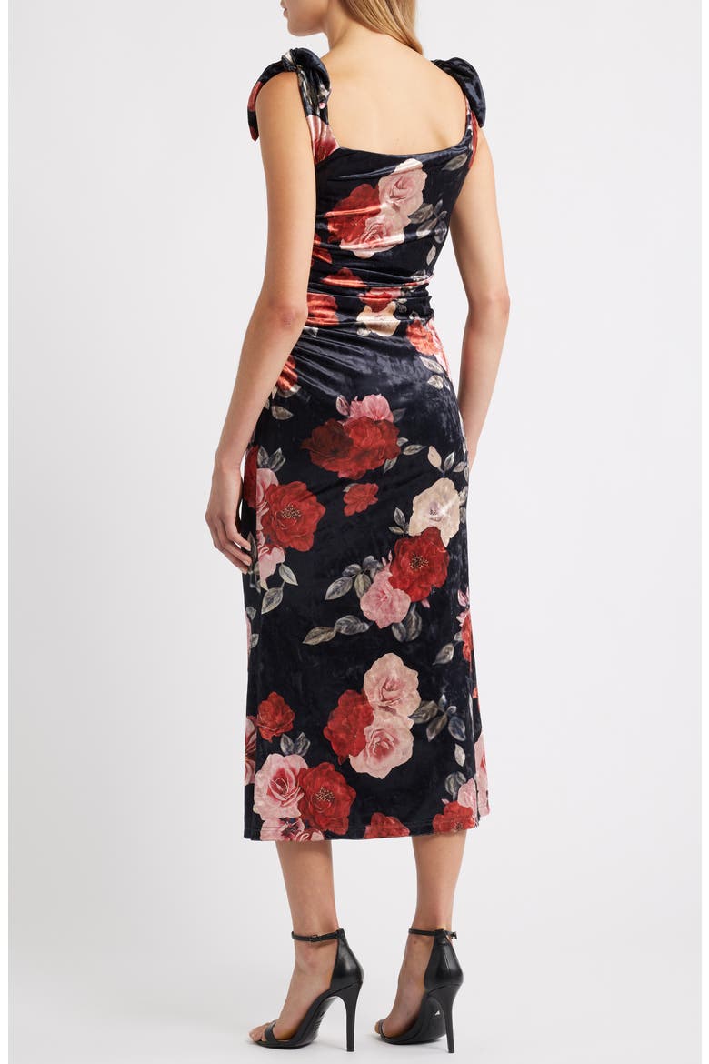 Teagan Floral Print Off the Shoulder Velvet Dress, Alternate, color, BLACK MULTI