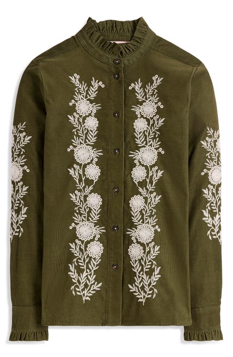 Sienna Frill Embroidered Corduroy Shirt