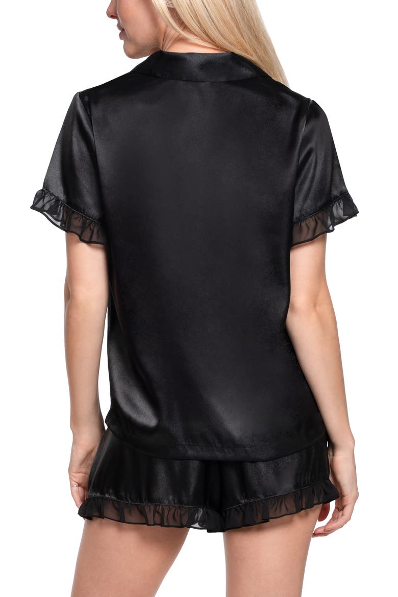 Alice Ruffle Trim Short Pajamas, Alternate, color, BLACK